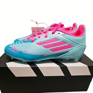 Adidas Little Kid F50 League Messi FG/MG Cleats | Size 2.5 | Aqua/Pink | NEW